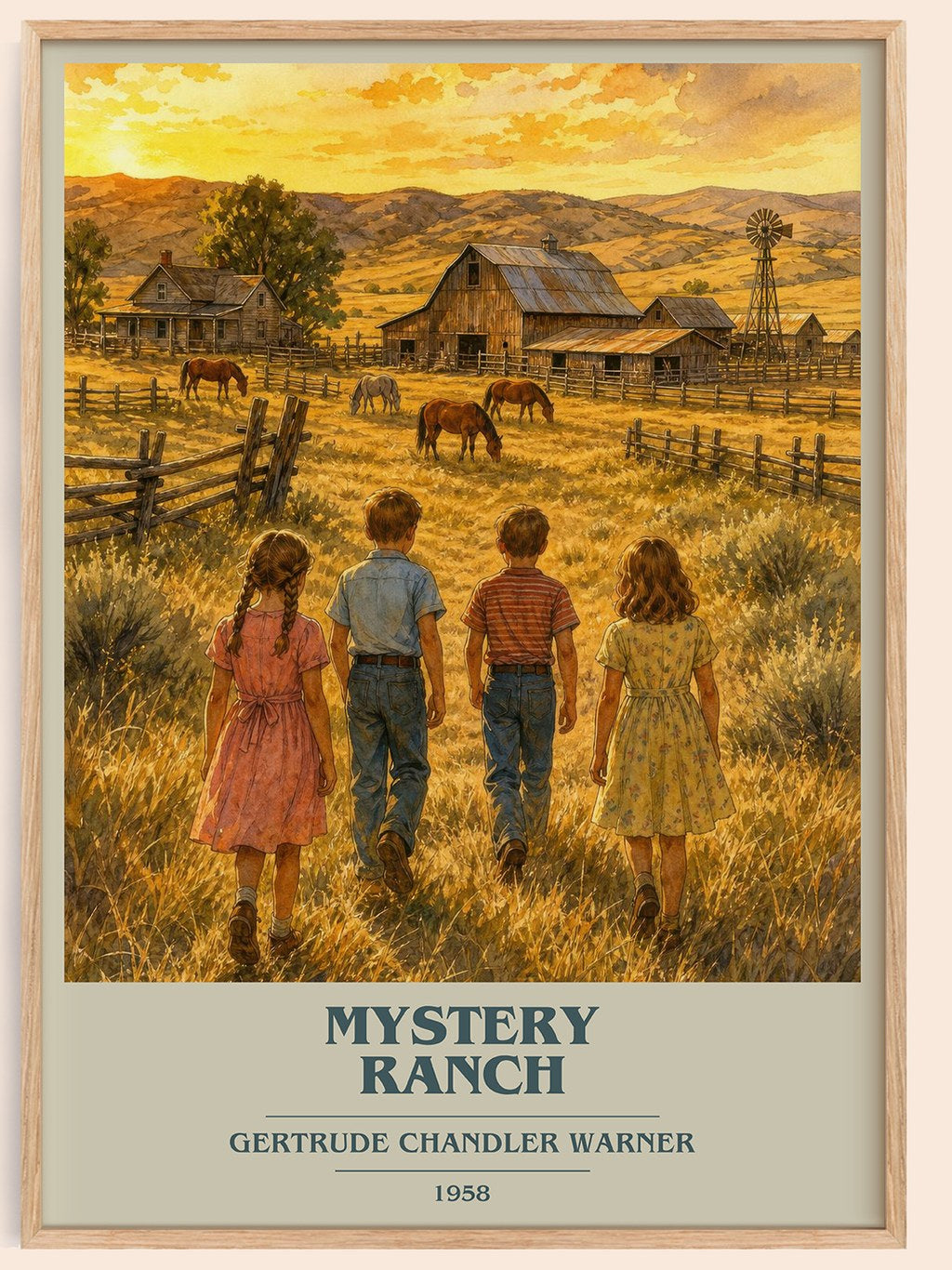 Mystery Ranch book cover book poster by Gertrude Chandler Warner – framed literary art print