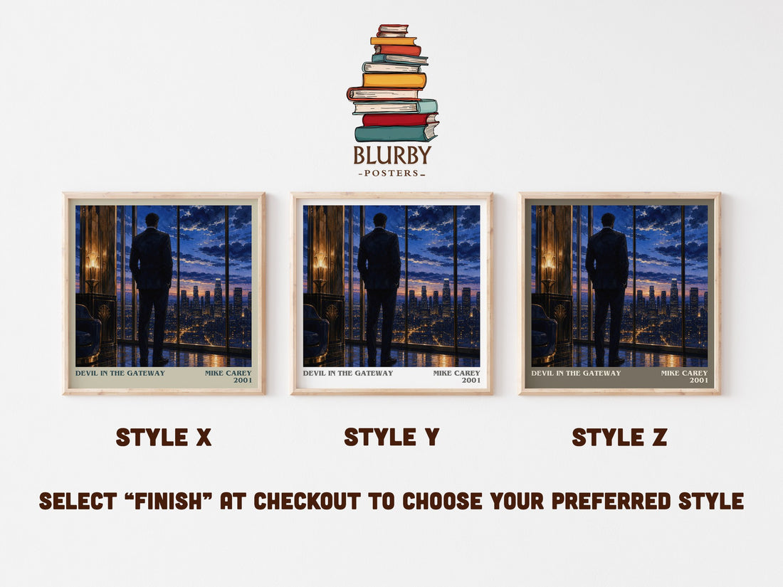 Devil in the Gateway literary print in frame leaning in hallway – horror wall art (mockup)