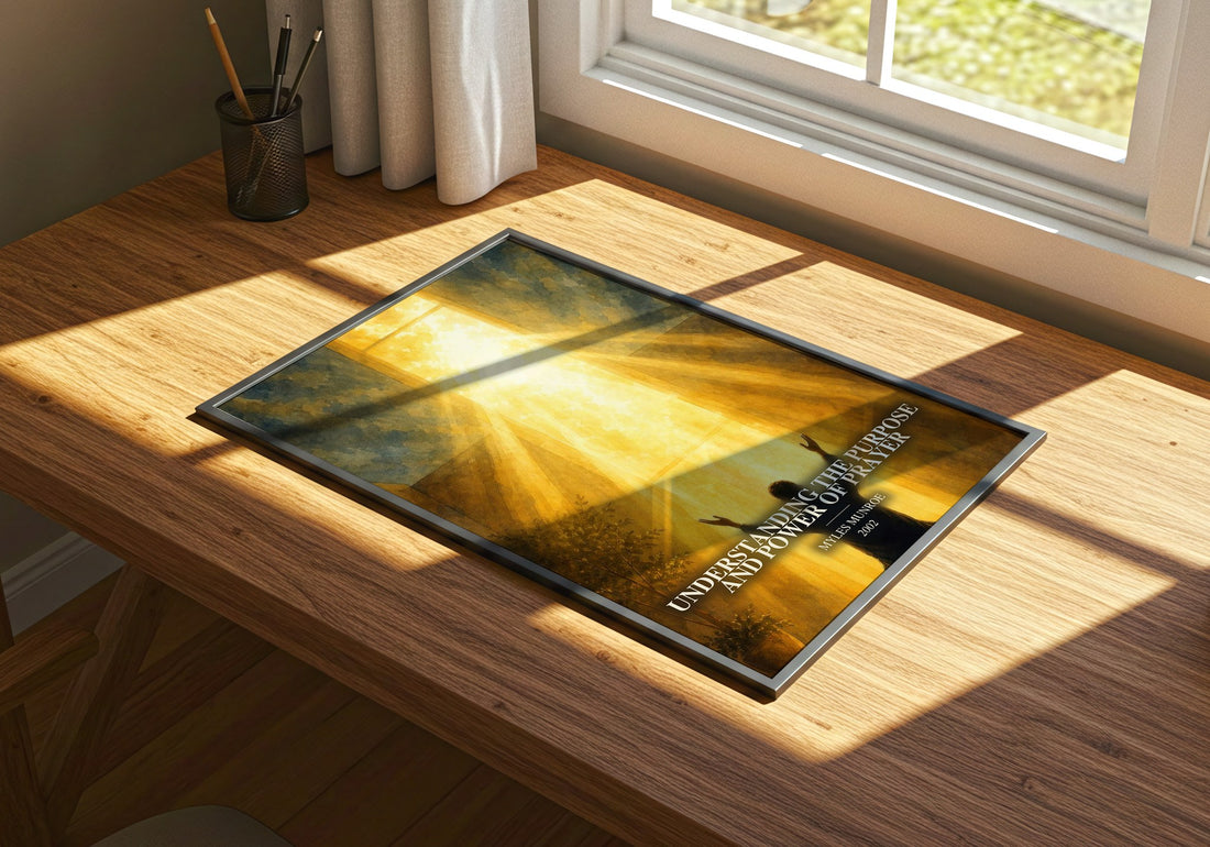 Understanding the Purpose and Power of Prayer watercolour book poster framed on wall – non fiction wall art
