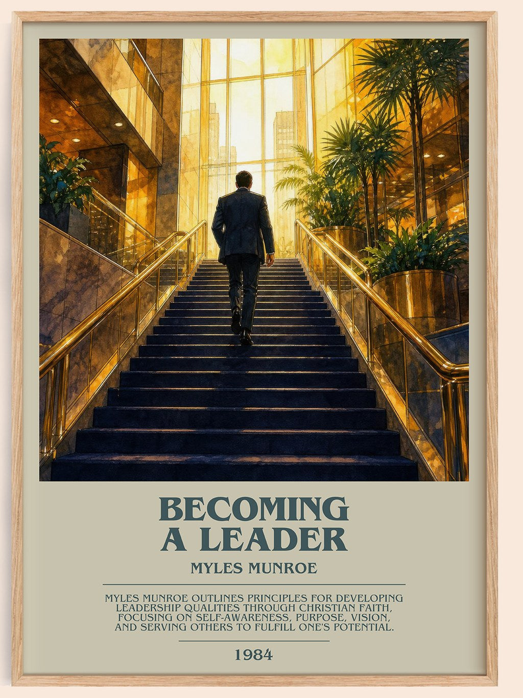 Becoming a leader bookish book poster by Myles Munroe – framed literary art print