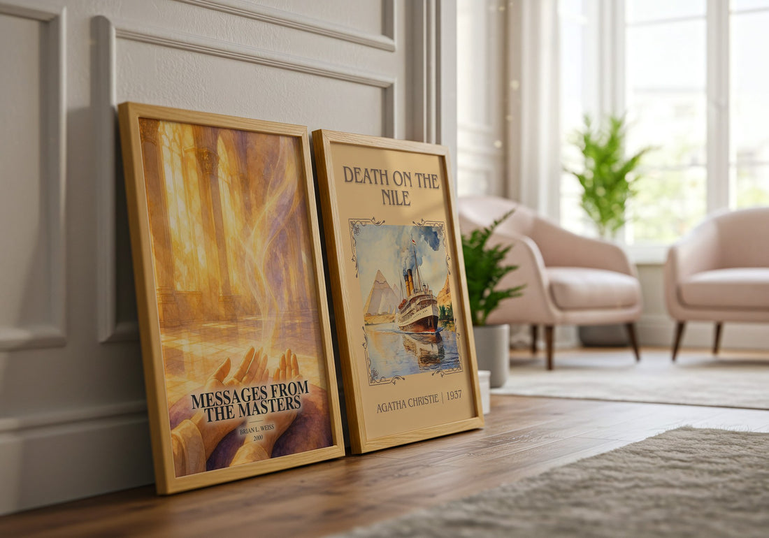 Messages from the masters watercolour print framed by window – literary home decor