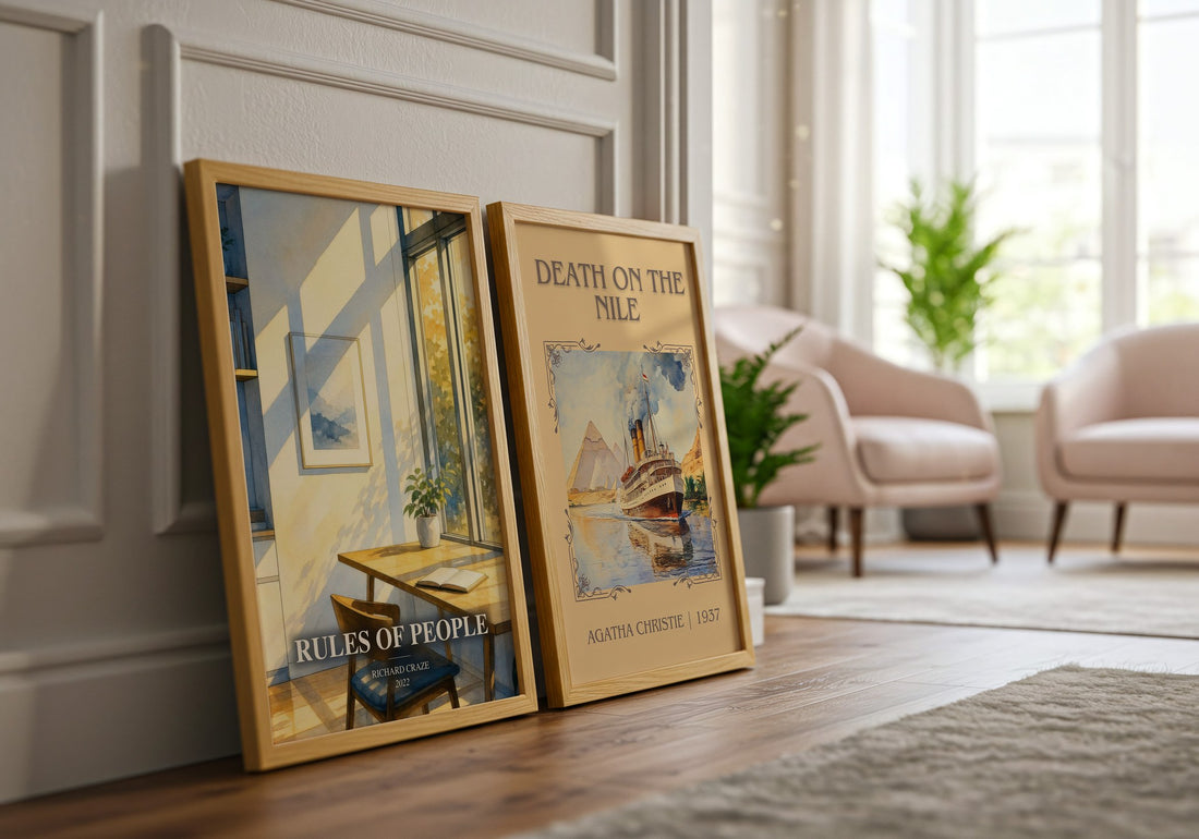 Rules of People watercolour print framed by window – literary home decor