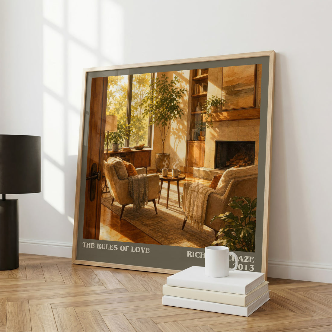 The Rules of Love literary print framed by window – literary home decor