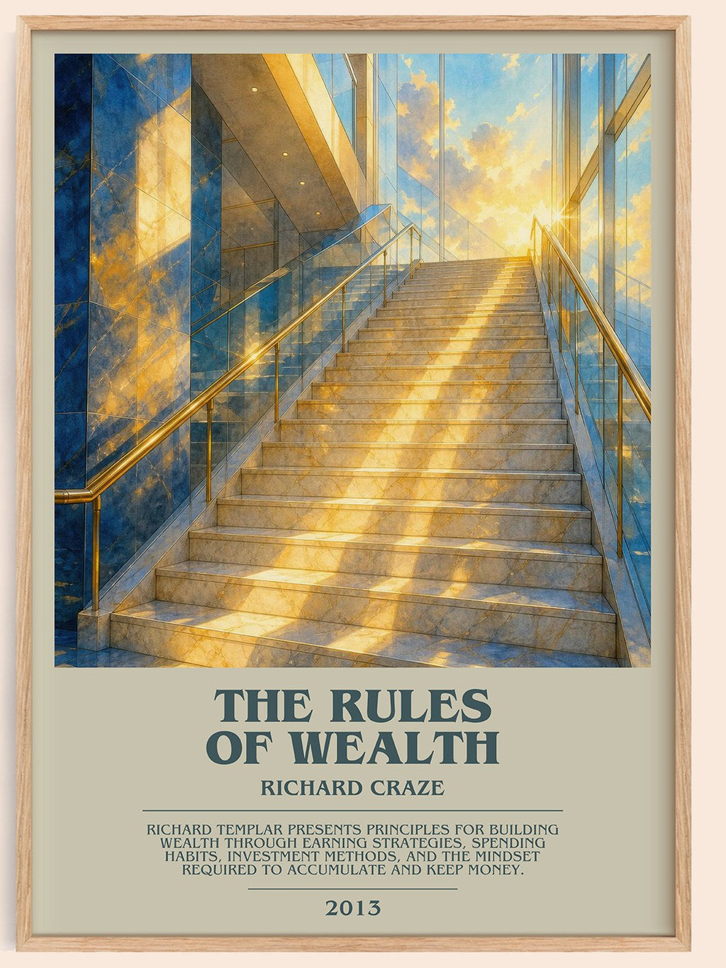 The Rules of Wealth bookish book poster by Richard Craze – framed literary art print
