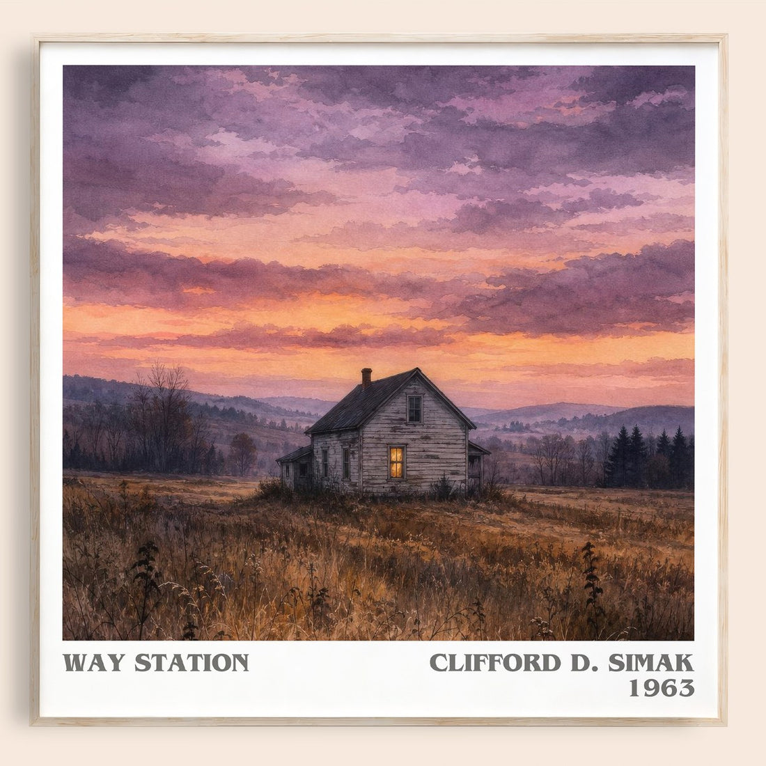 Way station literary book poster by Clifford D. Simak – framed literary art print