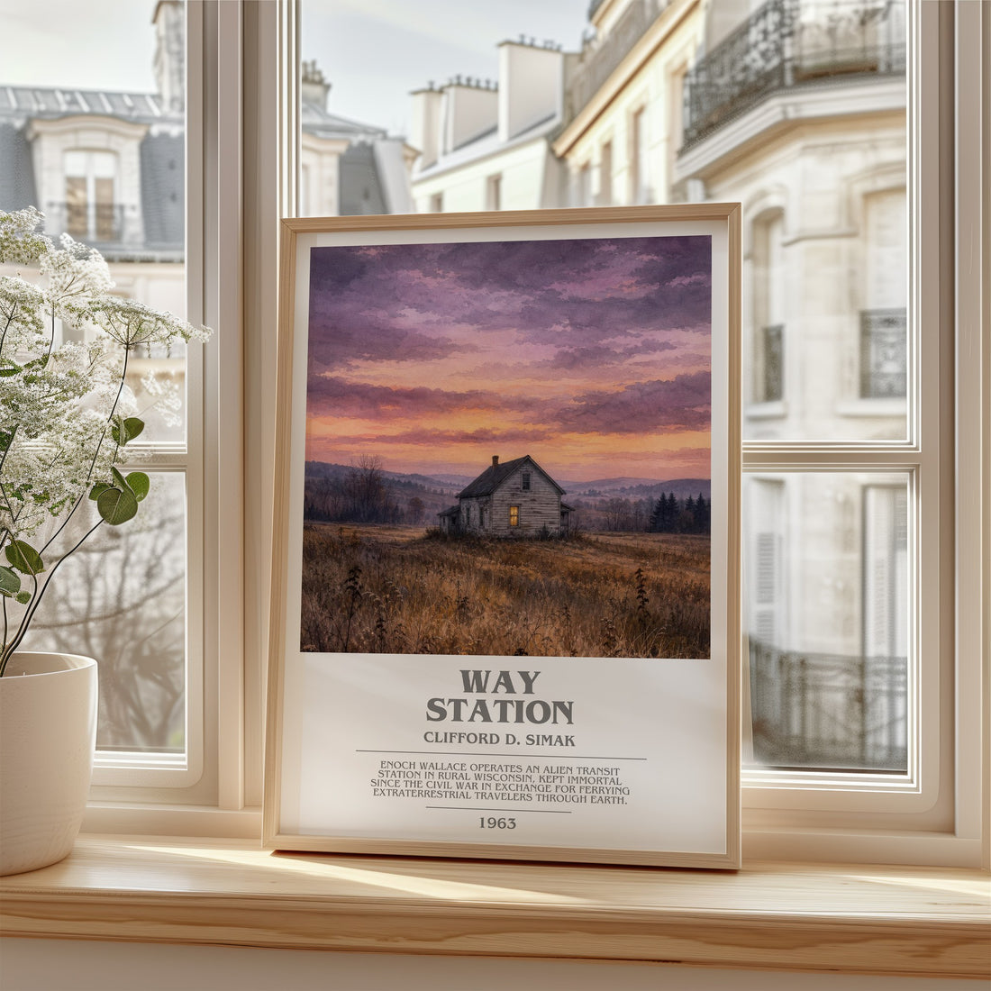 Way station bookish poster colour and style options – Clifford D. Simak book art