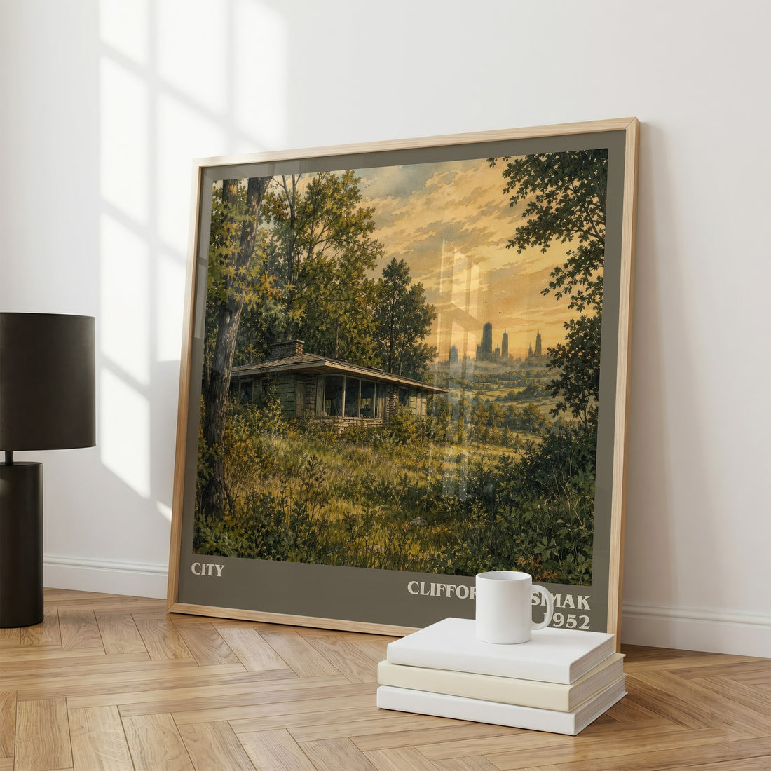 City literary print framed by window – literary home decor
