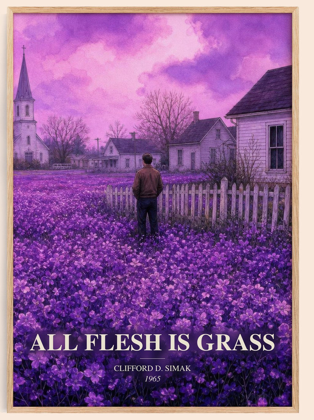 All Flesh Is Grass watercolour book poster by Clifford D. Simak – framed literary art print
