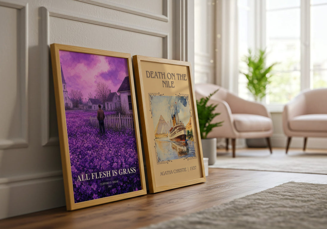 All Flesh Is Grass watercolour print framed by window – literary home decor