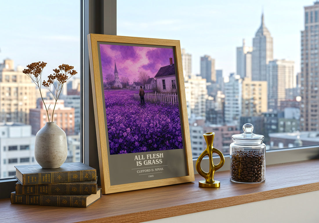 All Flesh Is Grass book cover print framed by window – literary home decor
