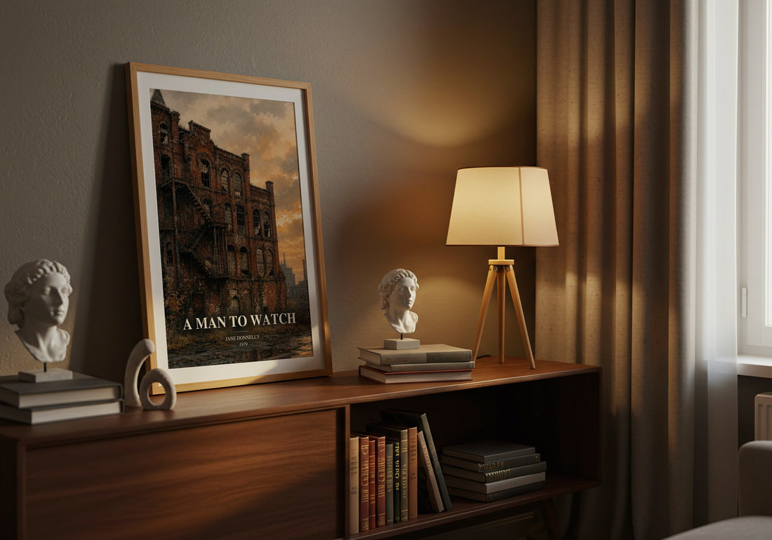 A Man to Watch watercolour print on bookshelf – Jane Donnelly fan gift