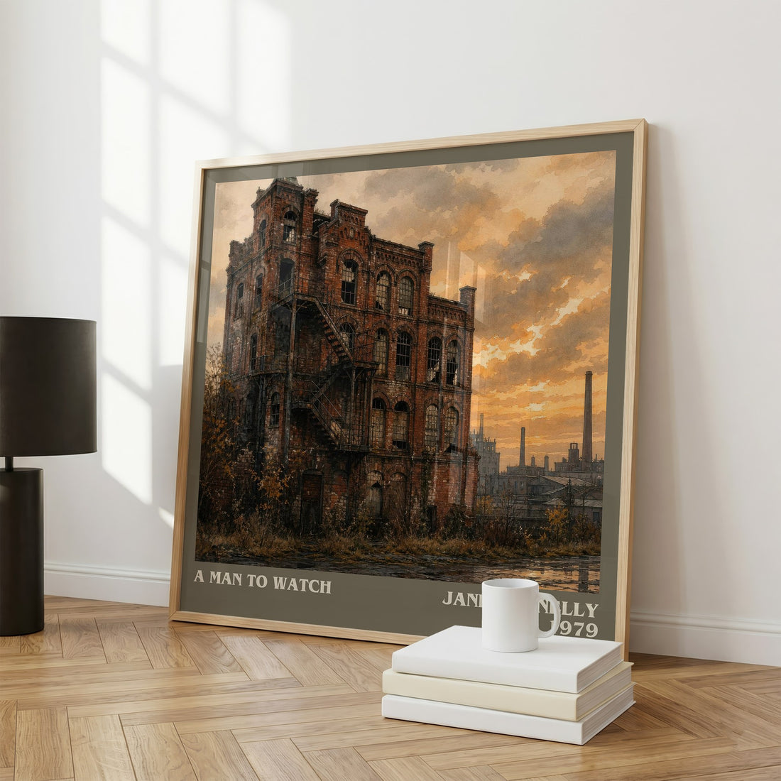 A Man to Watch literary print framed by window – literary home decor