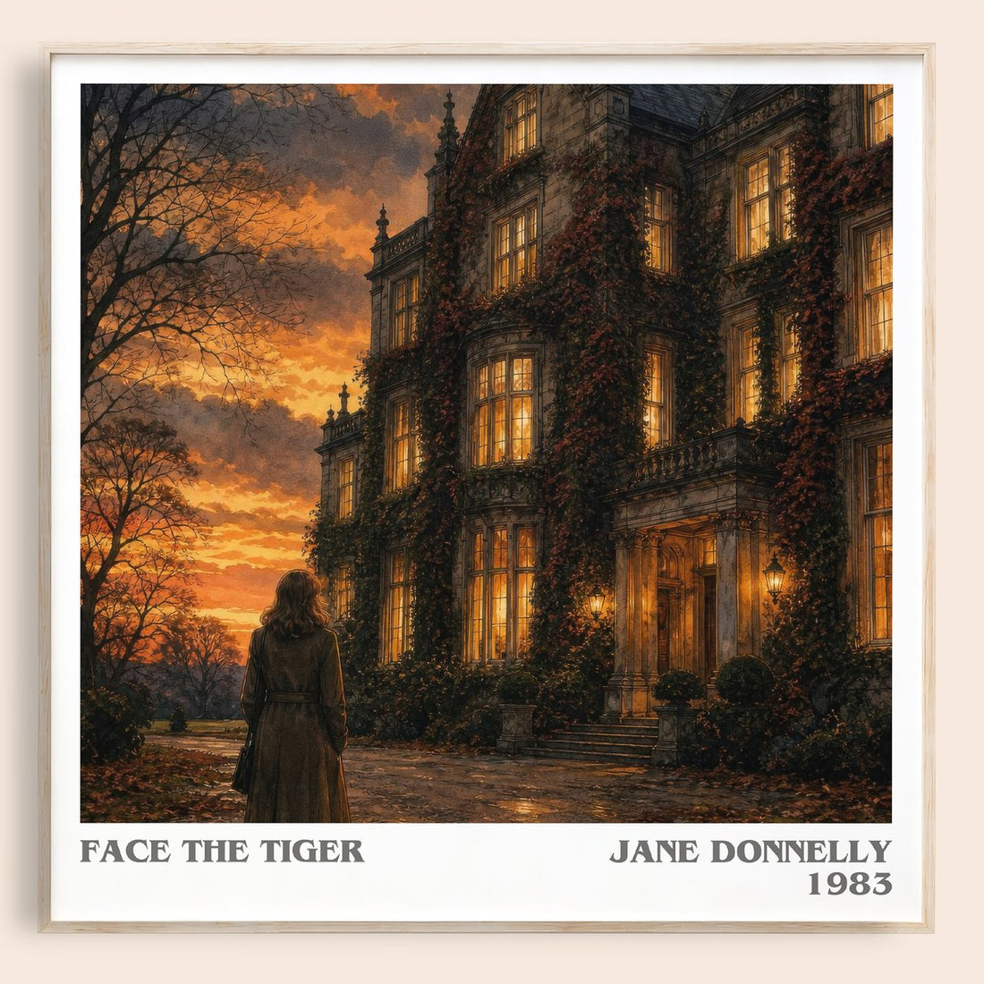 Face The Tiger literary book poster by Jane Donnelly – framed literary art print