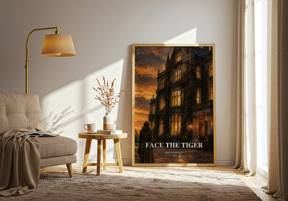 Face The Tiger watercolour print in frame leaning in hallway – romance wall art