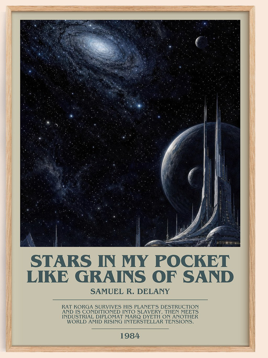 Stars in my pocket like grains of sand bookish book poster by Samuel R. Delany – framed literary art print