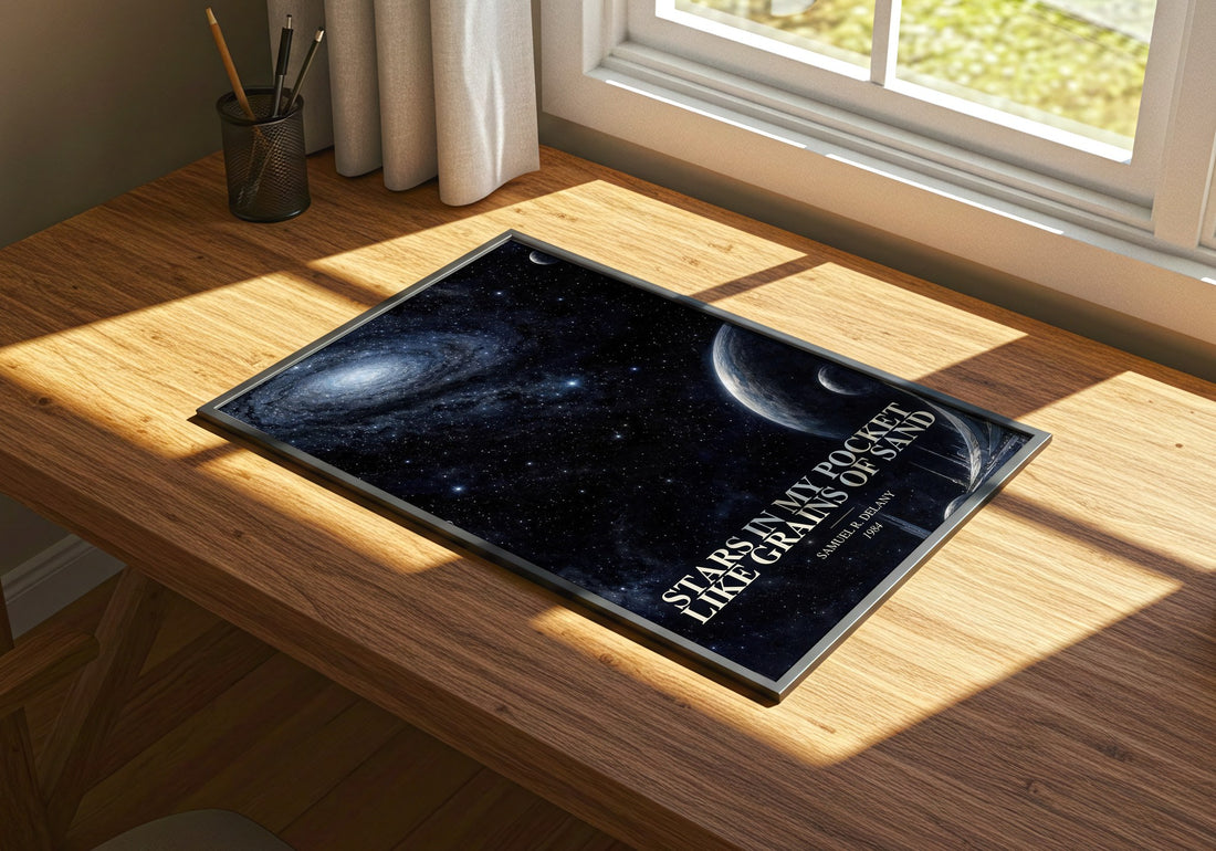 Stars in my pocket like grains of sand watercolour book poster framed on wall – sci fi wall art