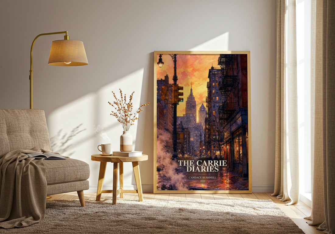 The Carrie diaries watercolour print in frame leaning in hallway – young adult wall art