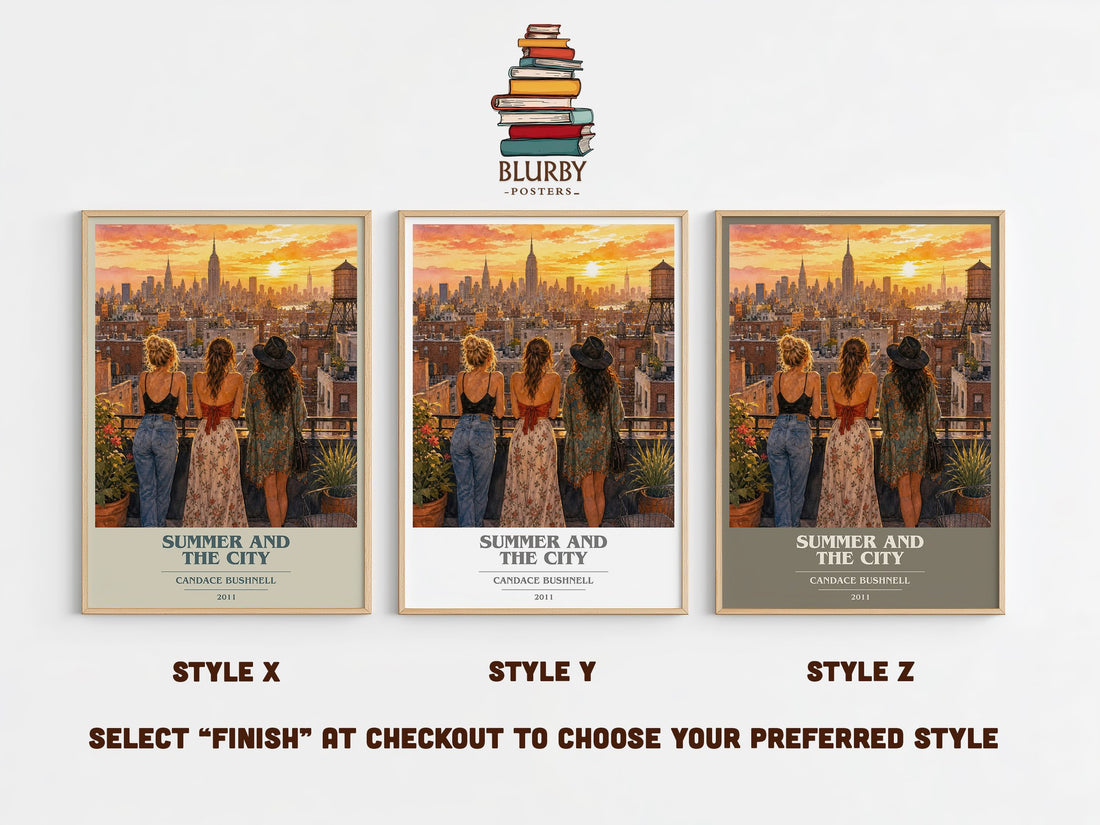 Summer and the city book cover print in frame leaning in hallway – young adult wall art (mockup)