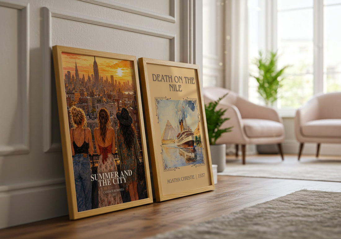 Summer and the city watercolour print framed by window – literary home decor