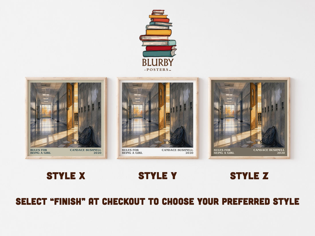 Rules for Being a Girl literary print in frame leaning in hallway – young adult wall art (mockup)