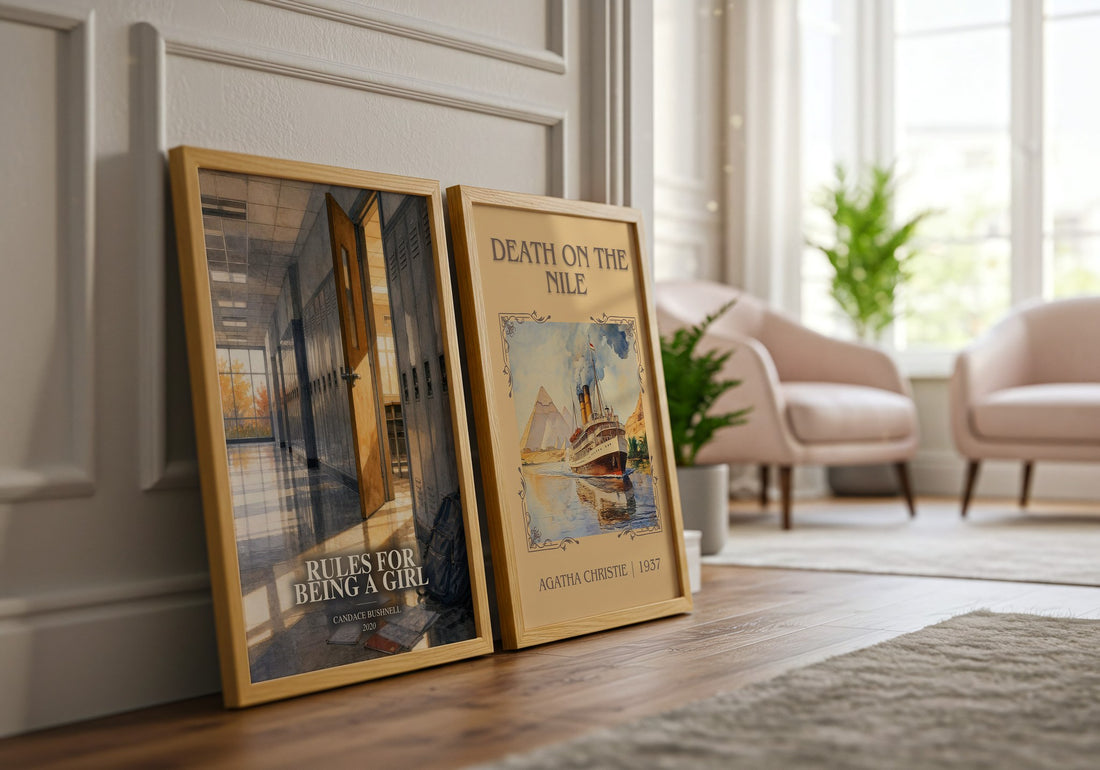 Rules for Being a Girl watercolour print framed by window – literary home decor
