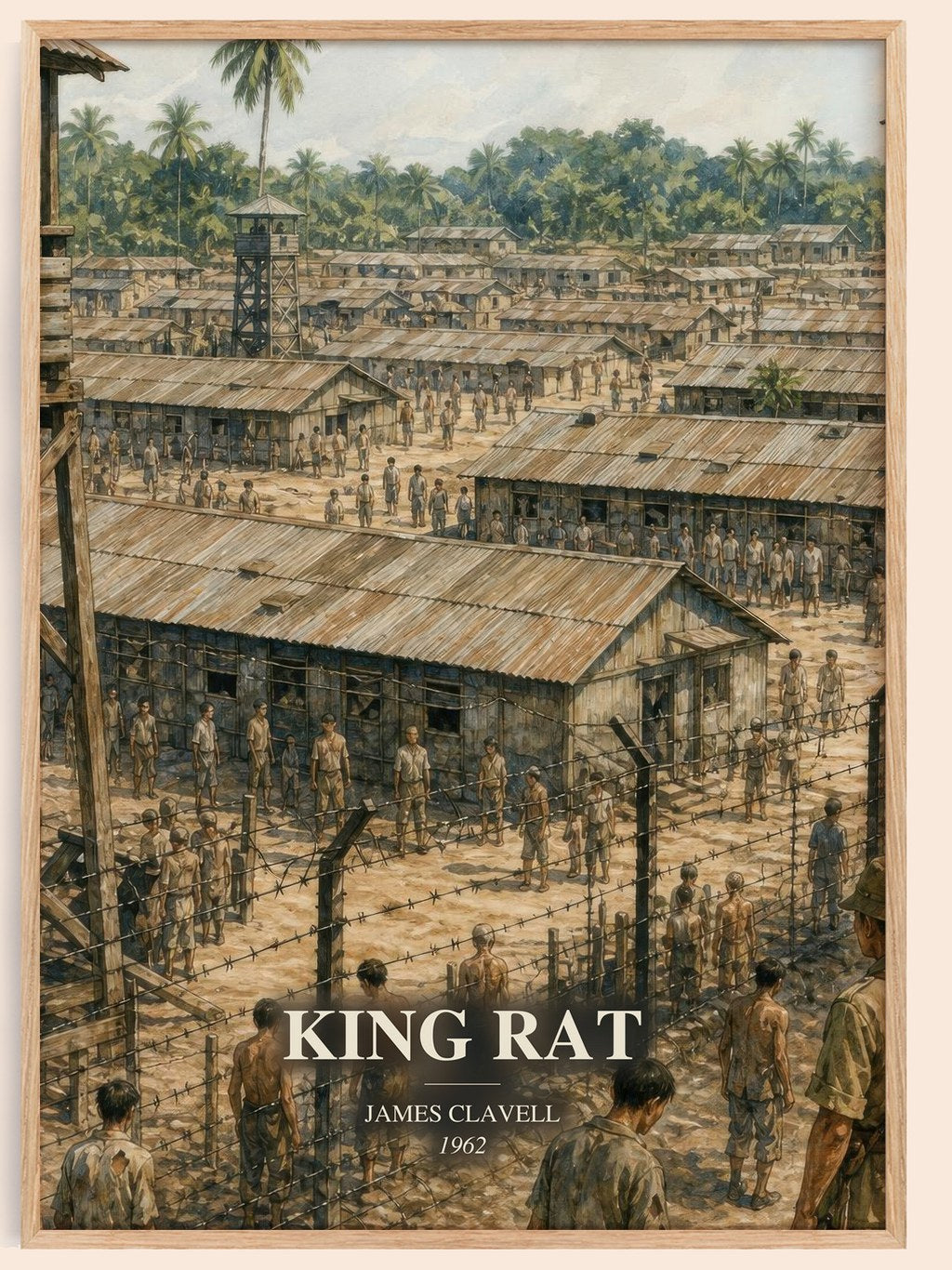 King Rat watercolour book poster by James Clavell – framed literary art print