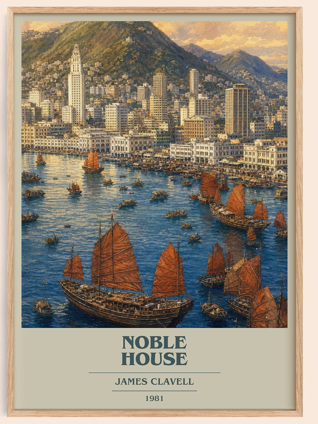 Noble House book cover book poster by James Clavell – framed literary art print