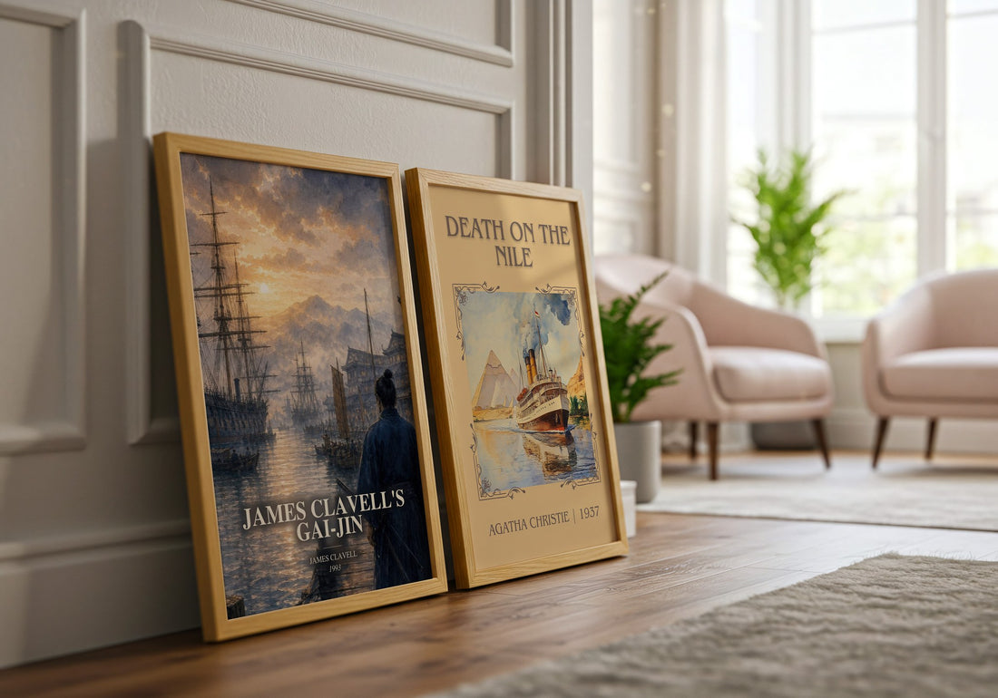 James Clavell's Gai-Jin watercolour print framed by window – literary home decor