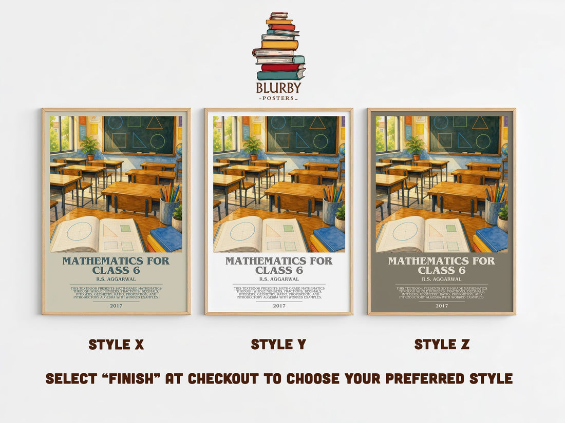 Mathematics For Class 6 bookish print in frame leaning in hallway – non fiction wall art (mockup)