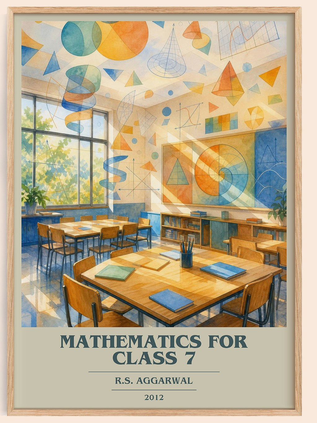 Mathematics For Class 7 book cover book poster by R.S. Aggarwal – framed literary art print