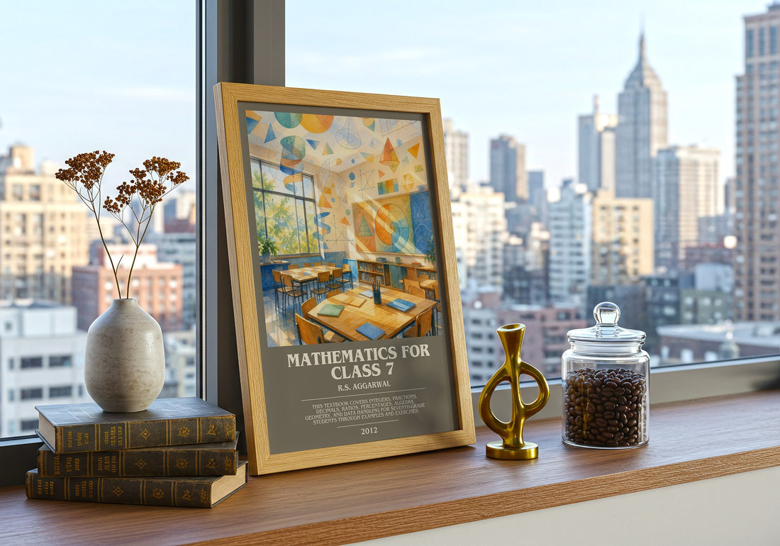 Mathematics For Class 7 bookish print framed by window – literary home decor