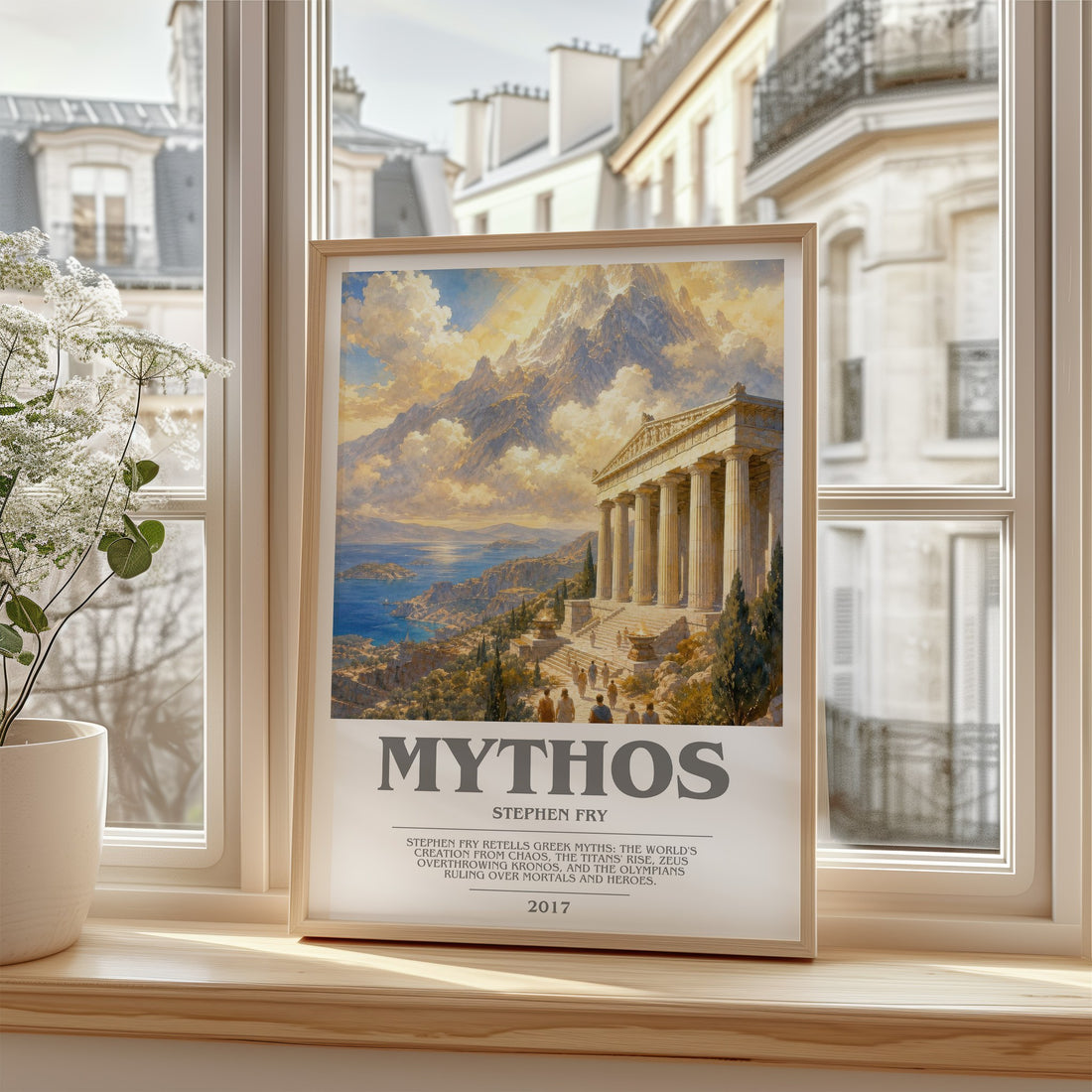 Mythos bookish poster colour and style options – Stephen Fry book art