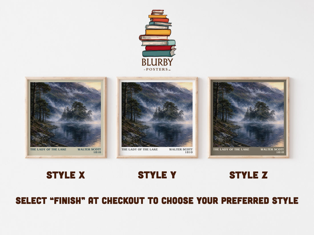 The lady of the lake literary print in frame leaning in hallway – poetry wall art (mockup)