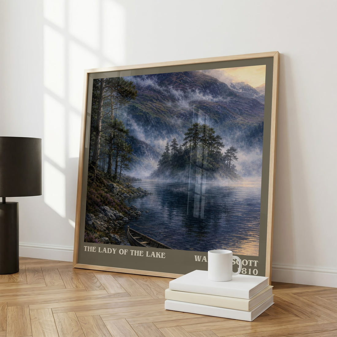 The lady of the lake literary print framed by window – literary home decor