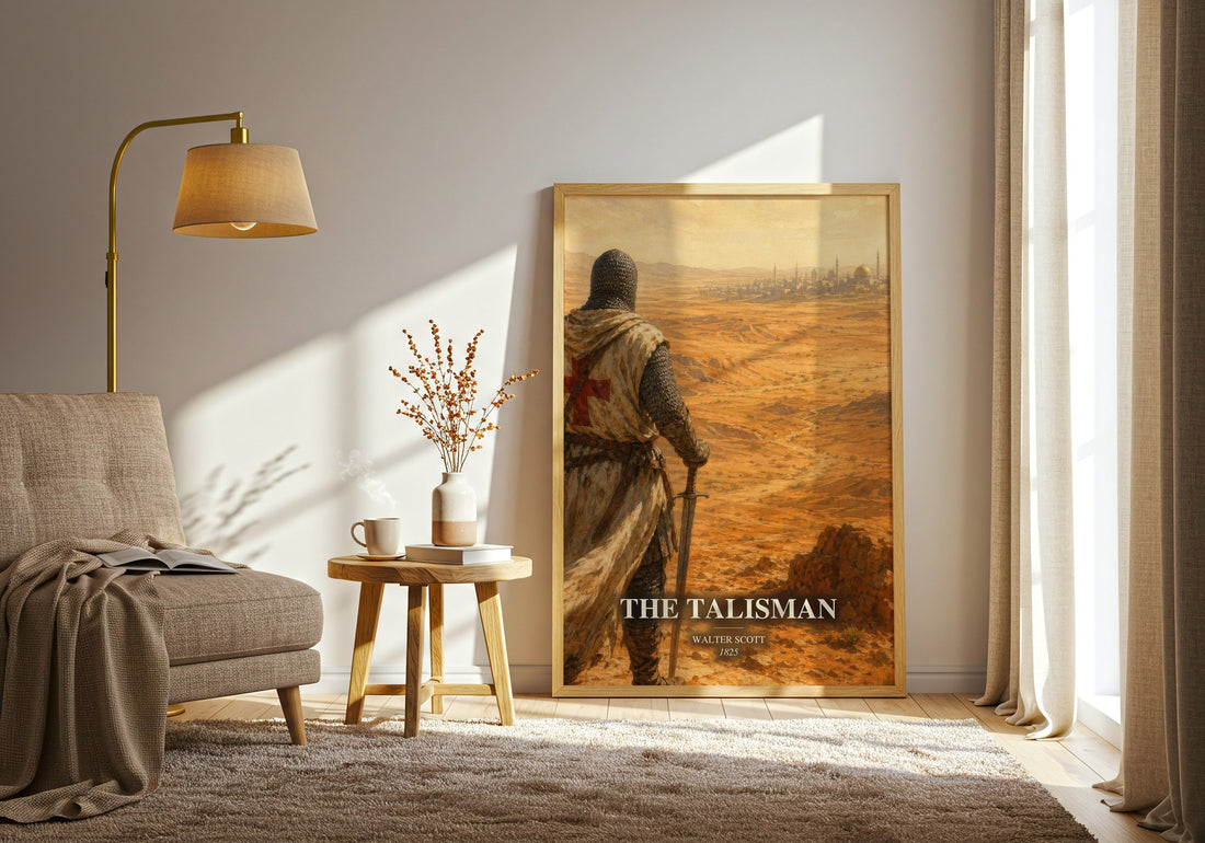 The Talisman watercolour print in frame leaning in hallway – historical fiction wall art