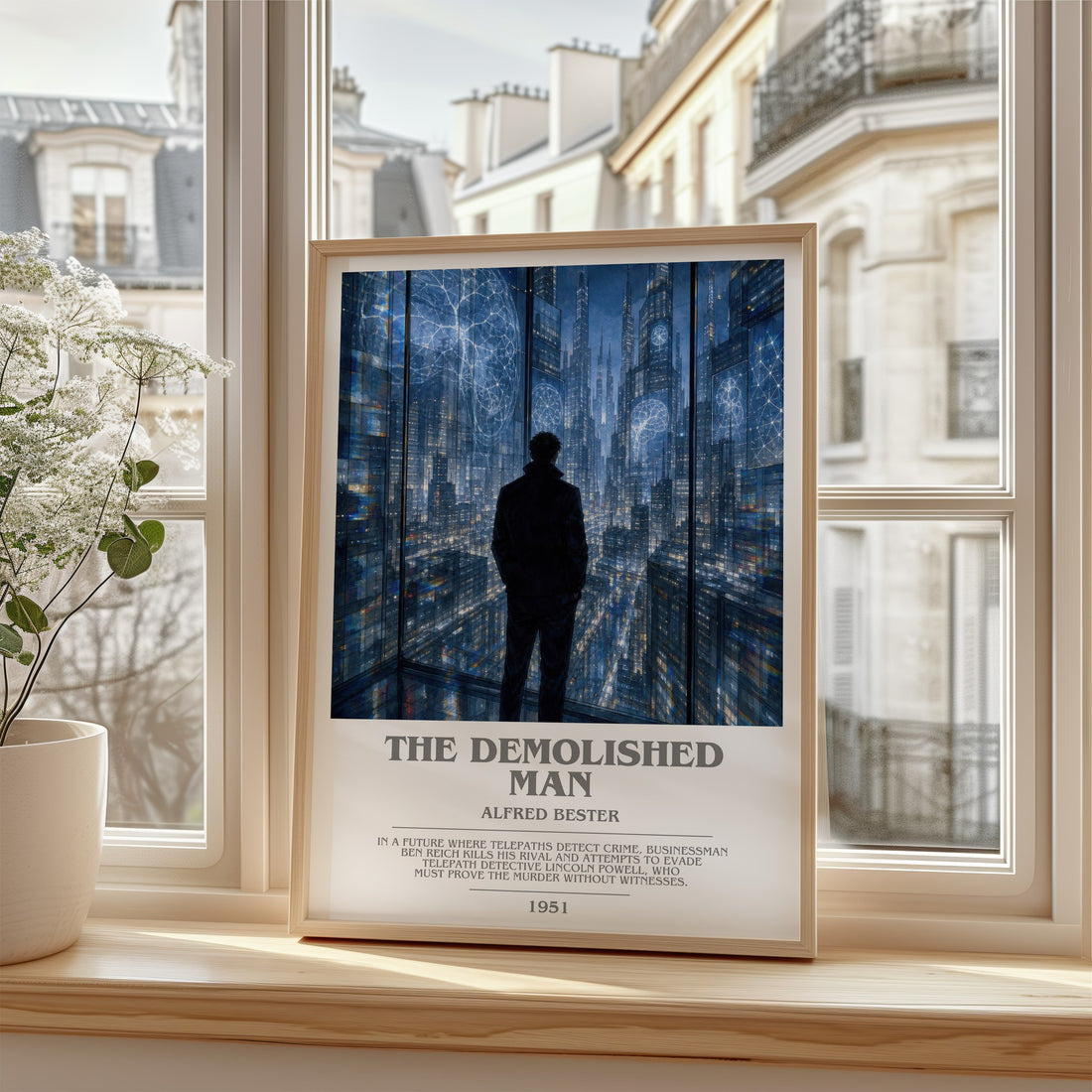 The Demolished Man bookish poster colour and style options – Alfred Bester book art
