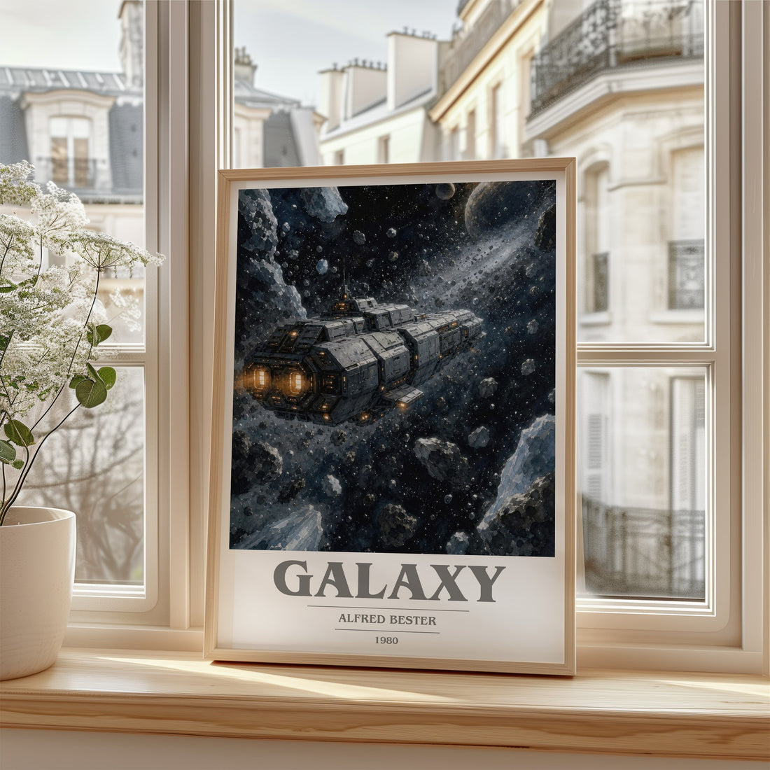 Galaxy book cover poster colour and style options – Alfred Bester book art