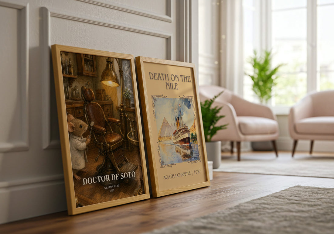Doctor De Soto watercolour print framed by window – literary home decor