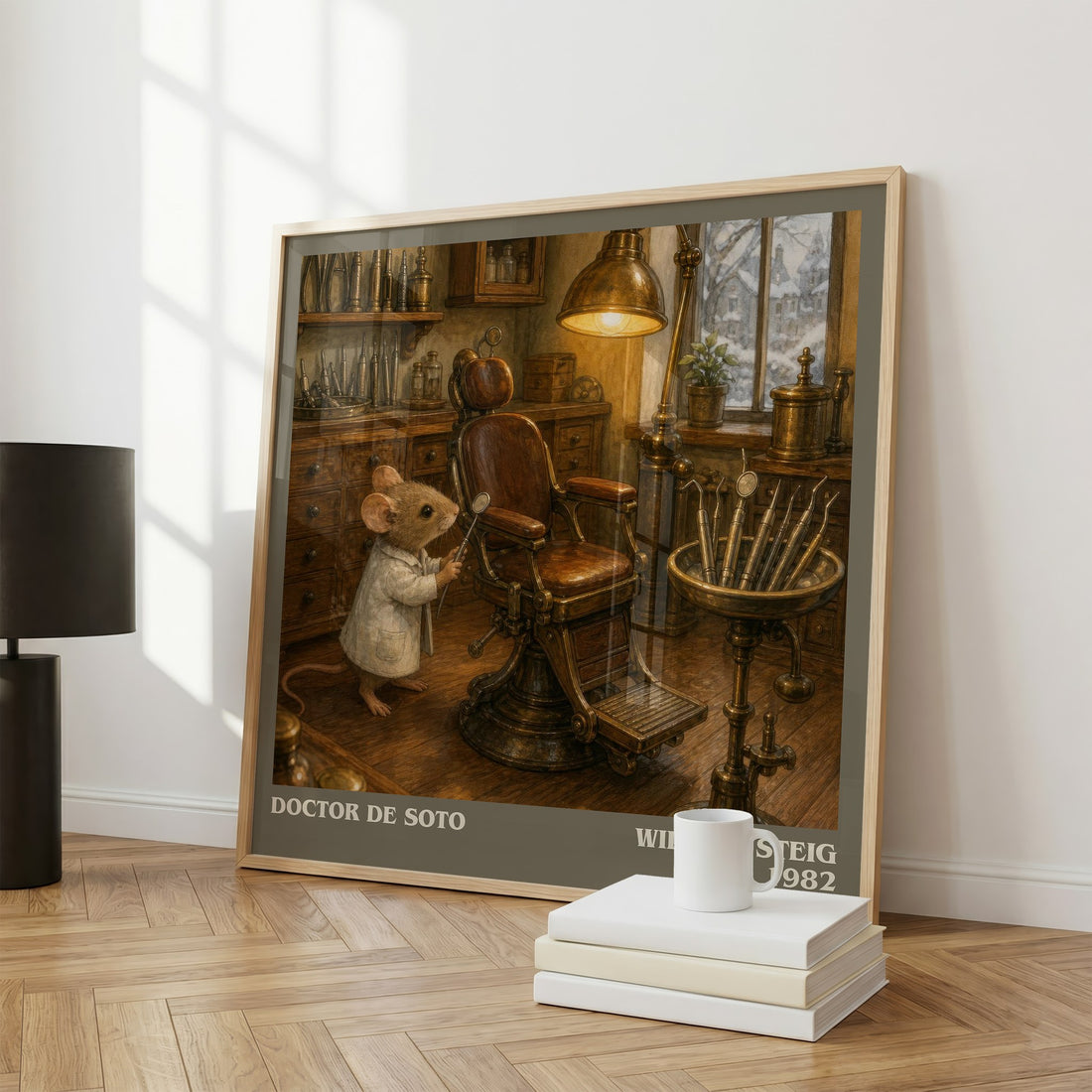 Doctor De Soto literary print framed by window – literary home decor