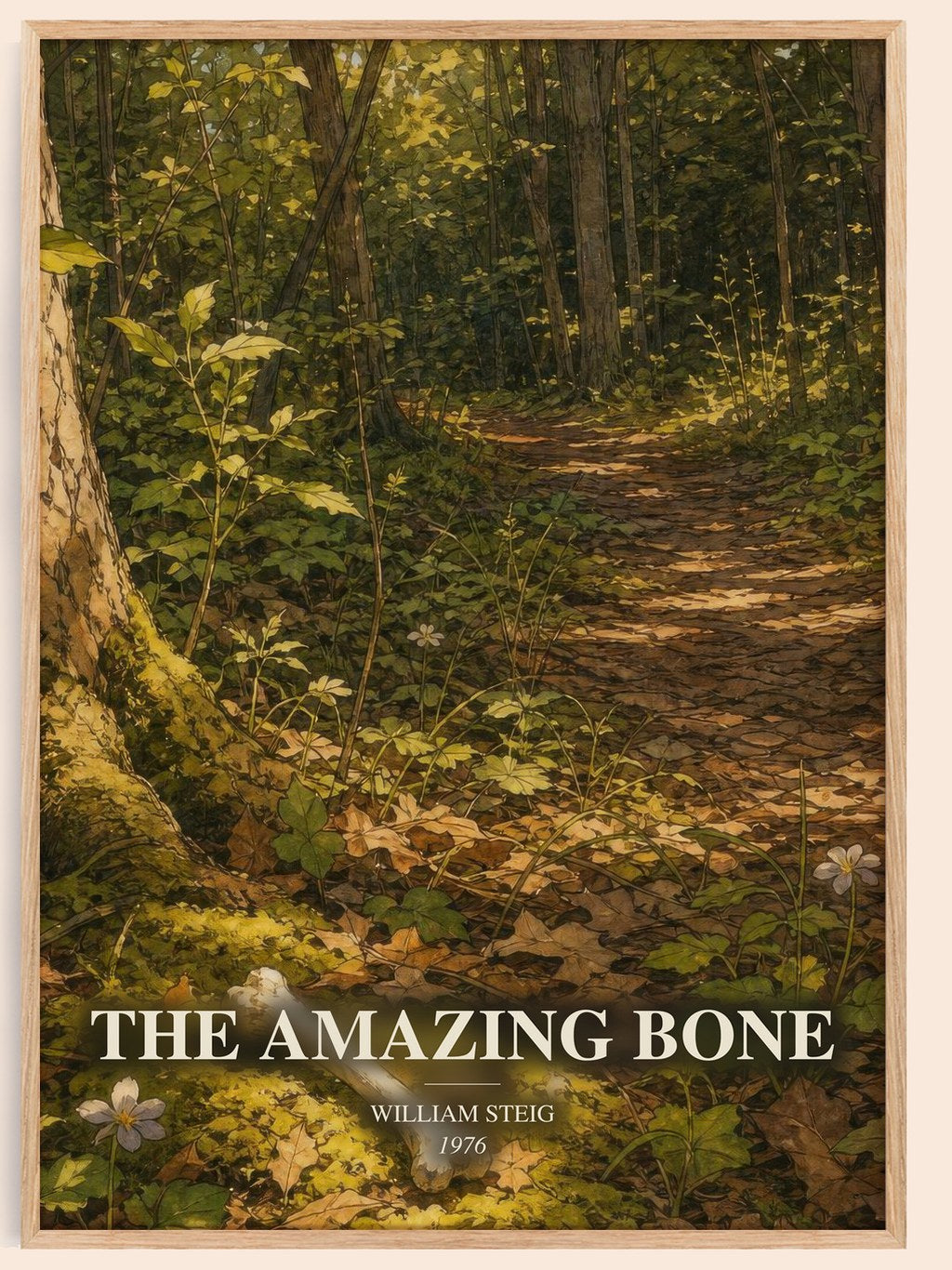 The amazing bone watercolour book poster by William Steig – framed literary art print