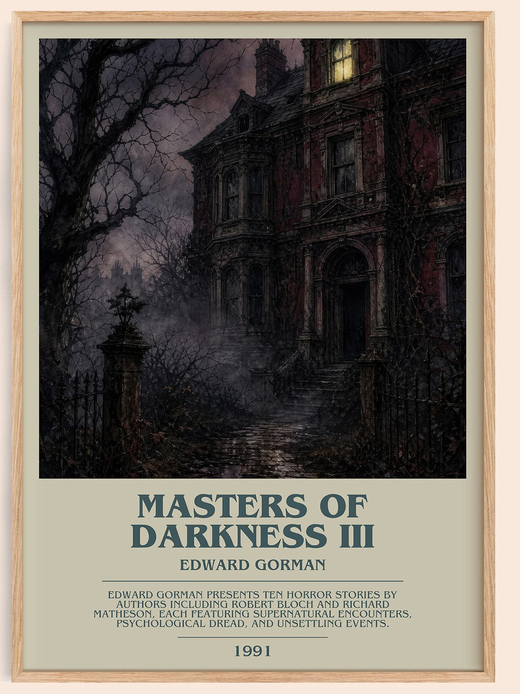 Masters of Darkness III bookish book poster by Edward Gorman – framed literary art print
