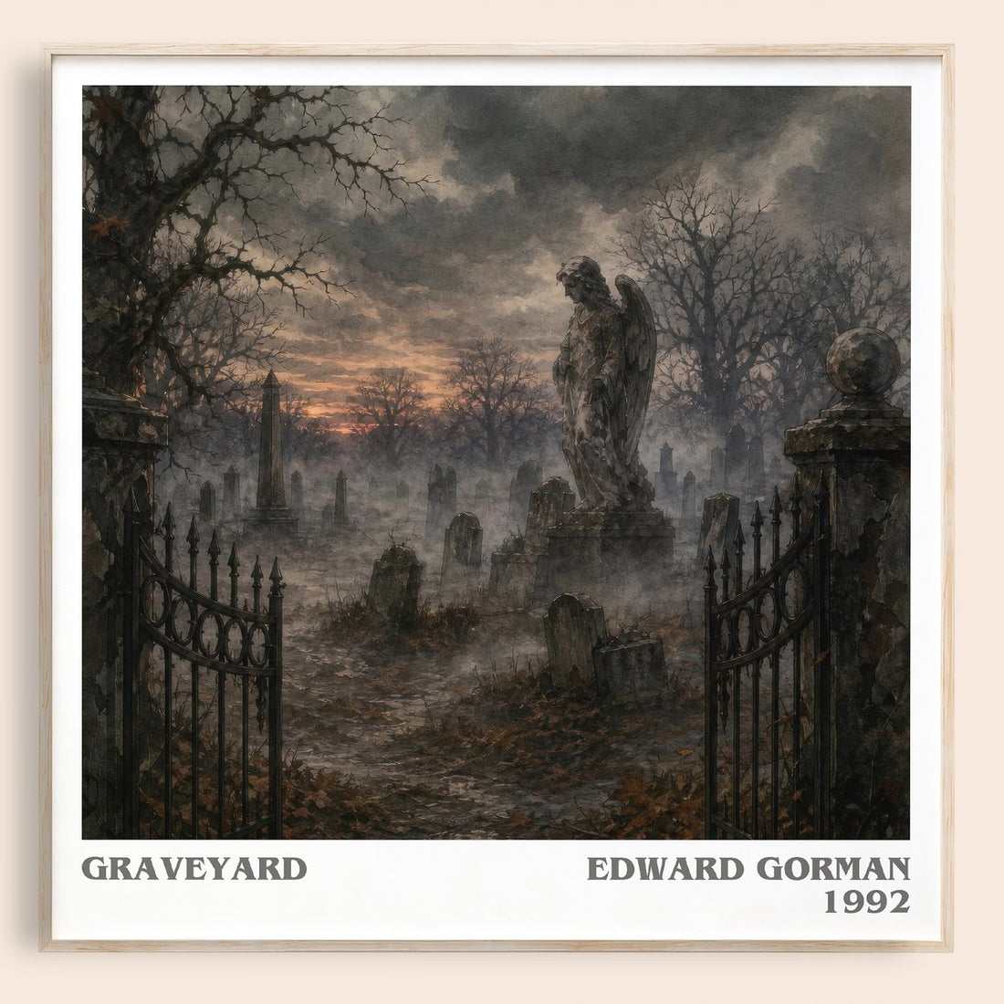 Graveyard literary book poster by Edward Gorman – framed literary art print