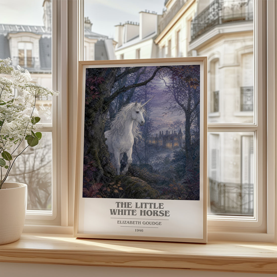 The Little White Horse book cover poster colour and style options – Elizabeth Goudge book art