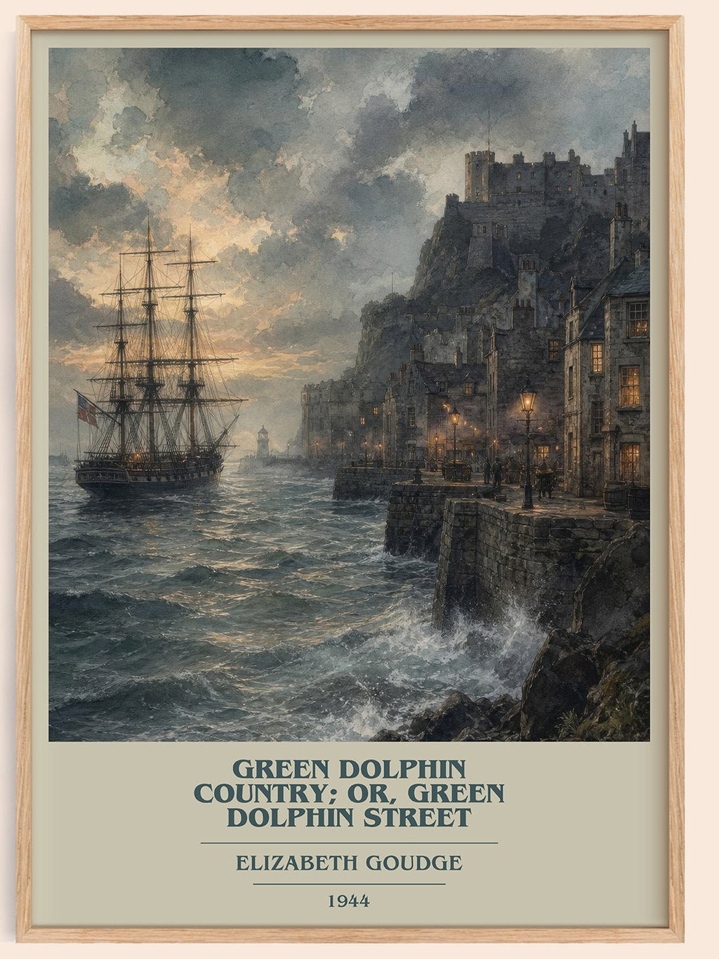 Green Dolphin Country; or, Green Dolphin Street book cover book poster by Elizabeth Goudge – framed literary art print