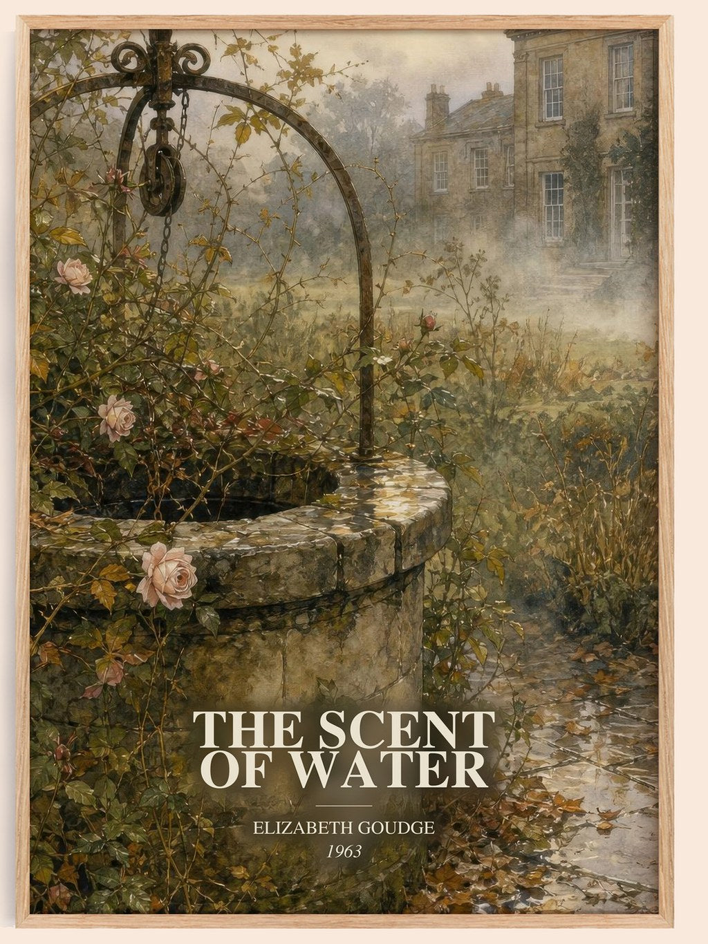 The Scent of Water watercolour book poster by Elizabeth Goudge – framed literary art print