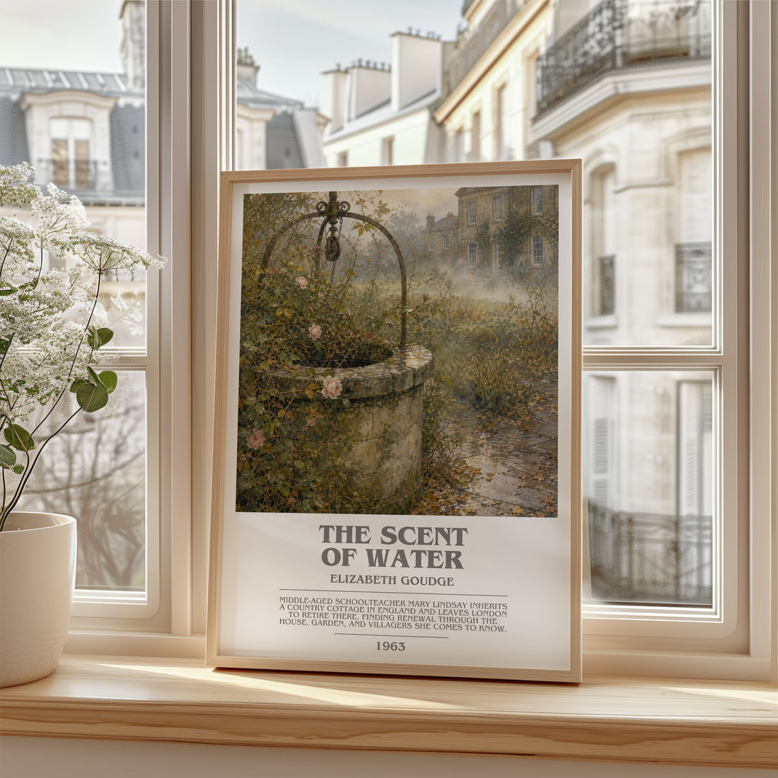 The Scent of Water bookish poster colour and style options – Elizabeth Goudge book art