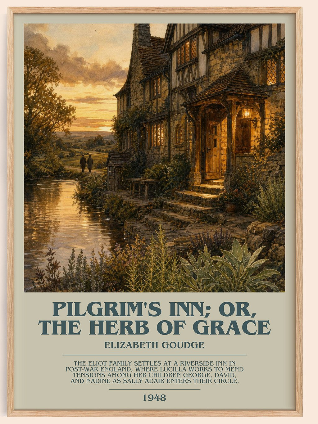 Pilgrim's Inn; or, The Herb of Grace bookish book poster by Elizabeth Goudge – framed literary art print