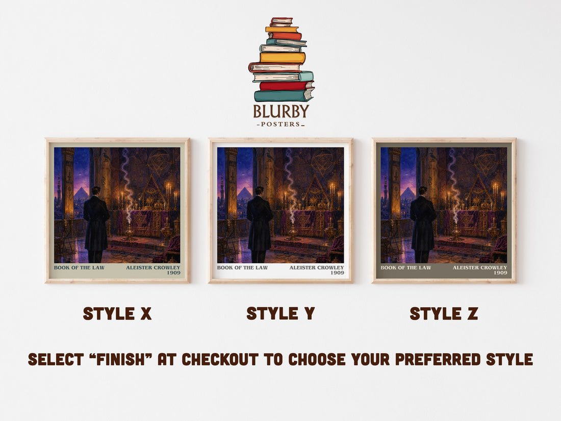 Book of the Law literary print in frame leaning in hallway – philosophy wall art (mockup)