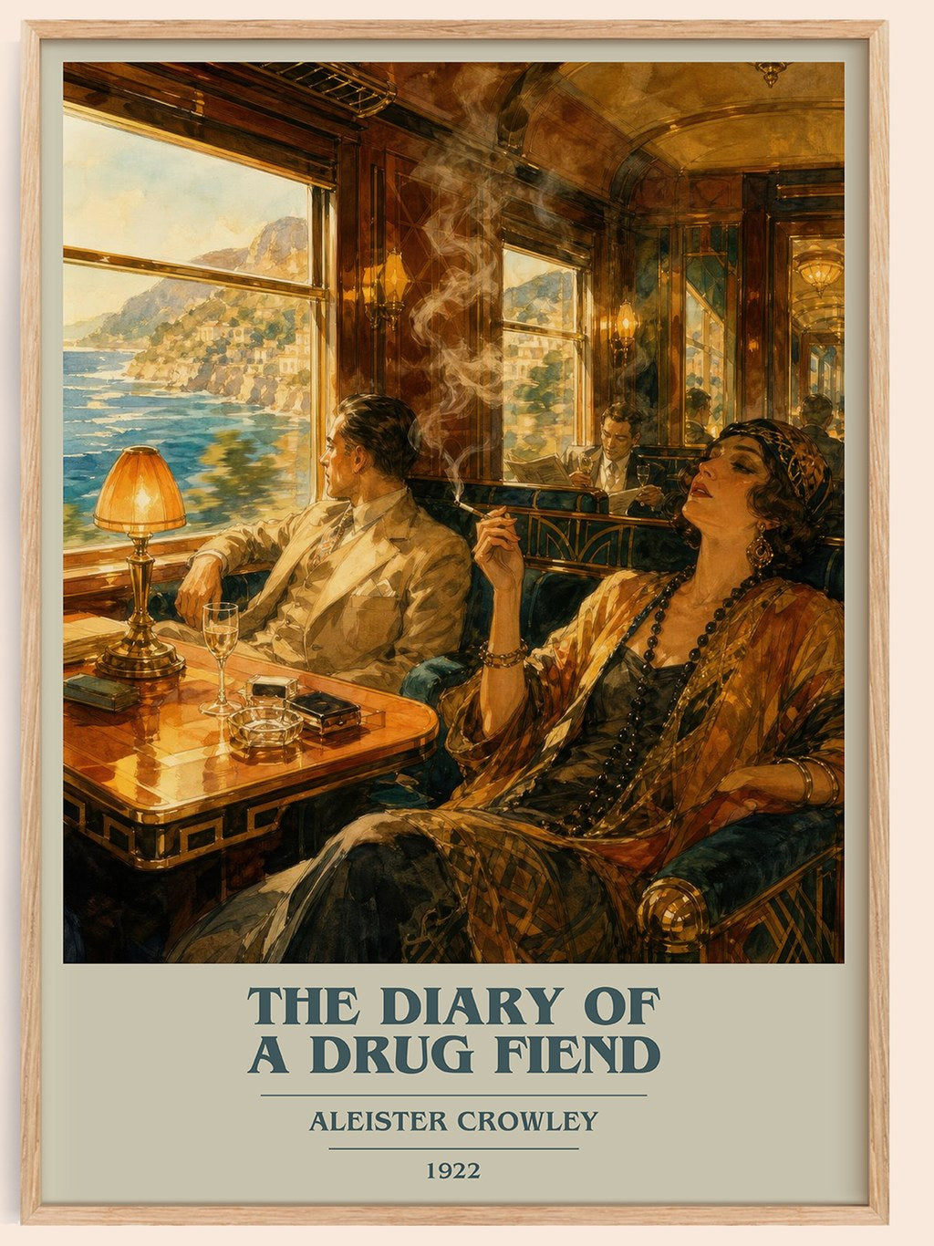 The diary of a drug fiend book cover book poster by Aleister Crowley – framed literary art print