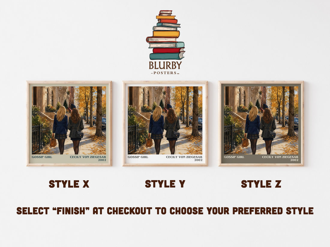 Gossip Girl literary print in frame leaning in hallway – young adult wall art (mockup)